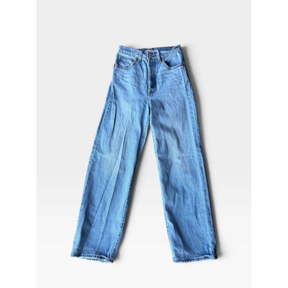 Levis Premium Ribcage Straight Ankle Jeans 24 Big E High Rise 27" Inseam